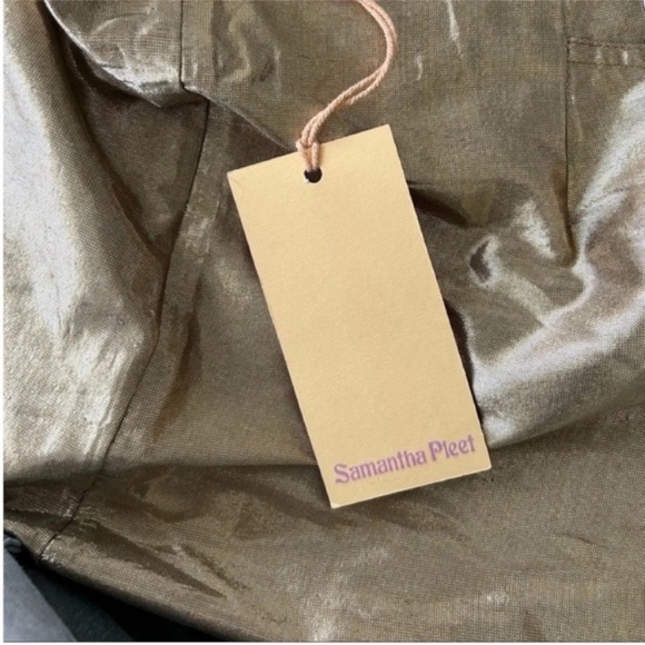 Samantha Pleet High Rise Gold Metallic Pants NWT - Picture 3 of 6
